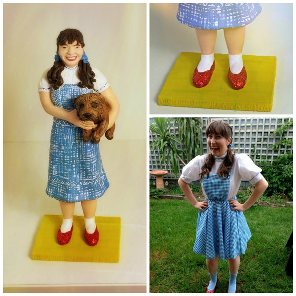realistic custom birthday cake topper polymer clay handmade figurine keepsake wedding wizard of Oz Dorothy Toto