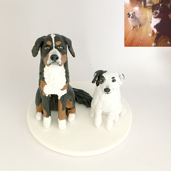 Wedding Cake Topper Custom Realistic Handmade Polymer Clay keepsake with Pets Dogs Horse Bride and Groom Portrait Personalised personalized pets dogs