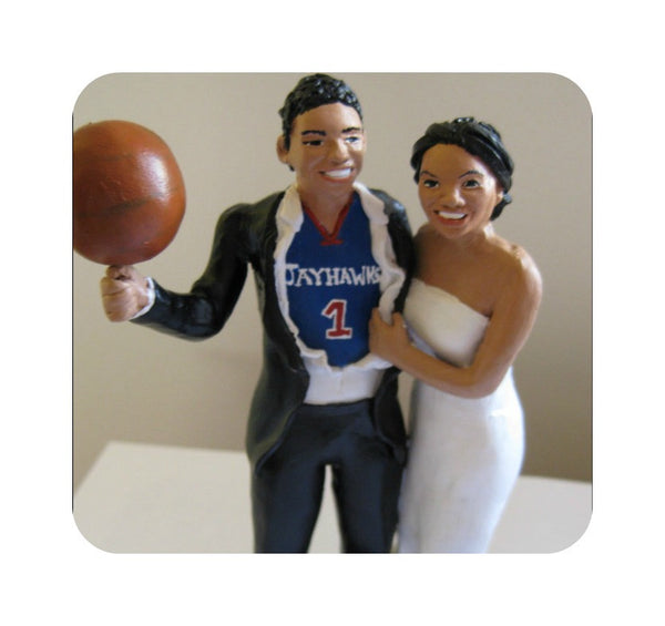 Funny Unique Humourour Realistic Custom Sports Wedding Cake Topper High Five AFL Football Basketball