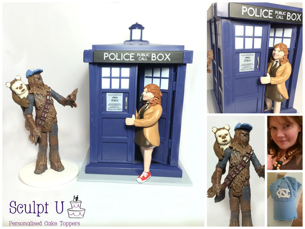 Realistic Portrait Wedding Cake Topper Dr Who Star Wars Chewbacca Ewok Characters Movies