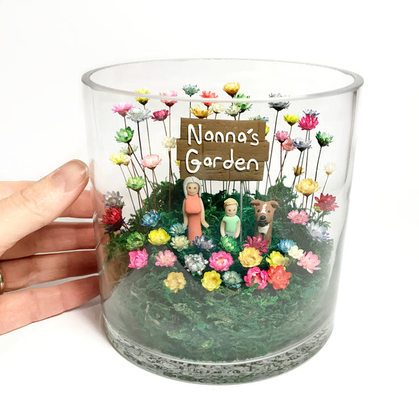 Medium Cylinder with figures and sign