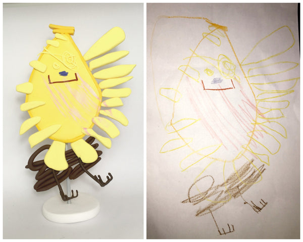 Kids drawing art to Toy Figurine display ornament keepsake