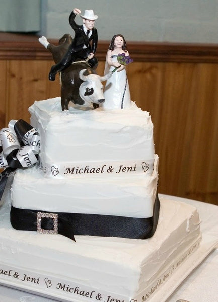 Realistic Custom Cake Topper Bull Rider Wedding Figurines Polymer Clay Keepsake