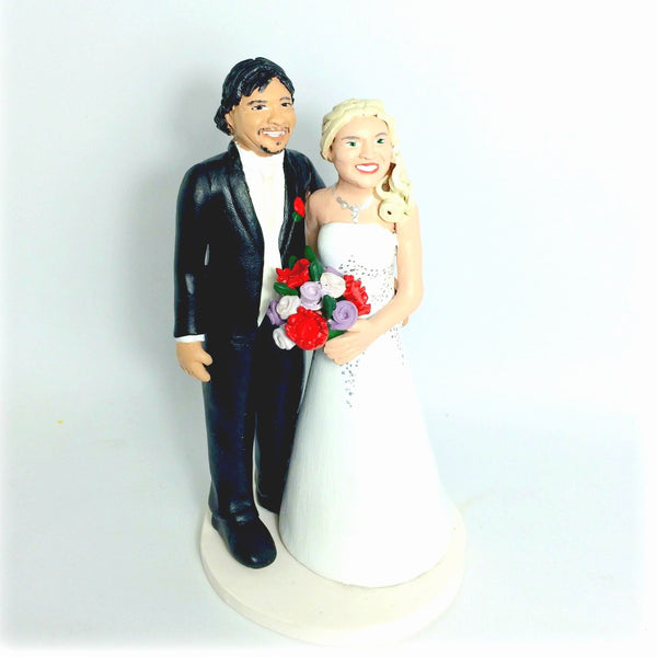 Wedding Cake Topper Custom Realistic Handmade Polymer Clay keepsake with Pets Dogs Horse Bride and Groom Portrait Personalised personalized