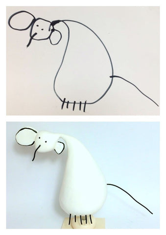 Kids drawing art to Toy Figurine display ornament keepsake