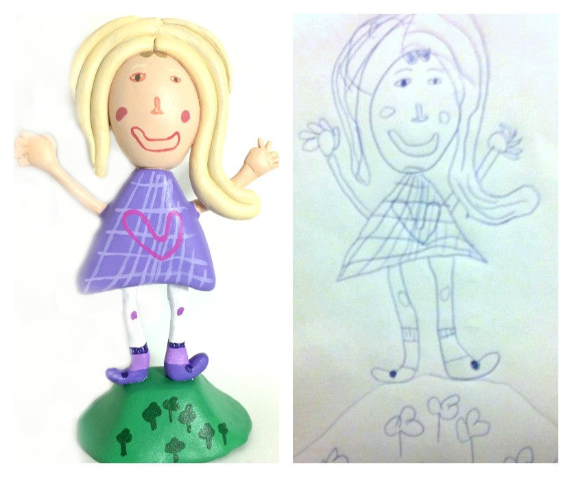 Kids drawing art to Toy Figurine display ornament keepsake