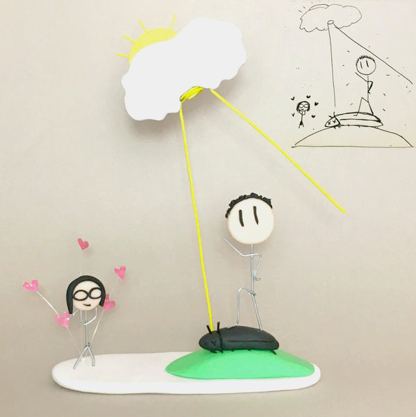 Kids drawing art to Toy Figurine display ornament keepsake