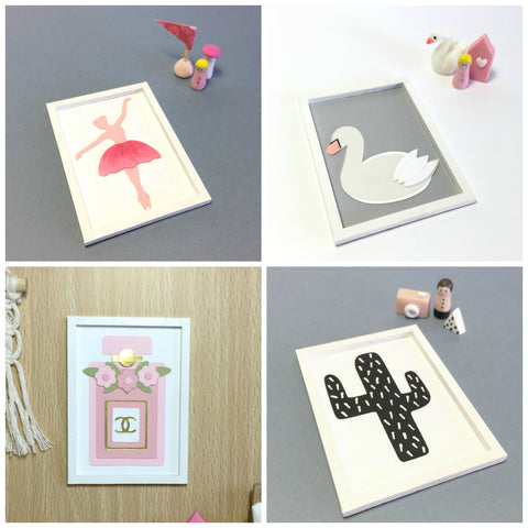 Miniature Framed Handcut Art by Paper Lee