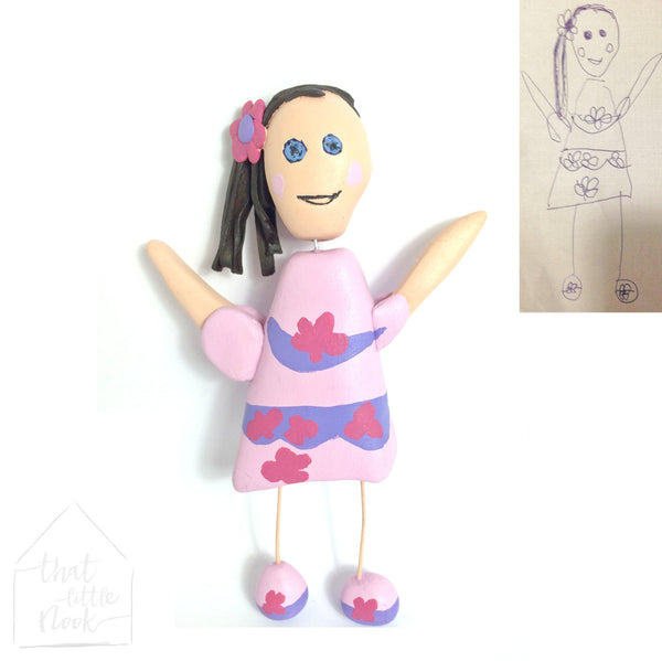 Kids drawing art to Toy Figurine display ornament keepsake