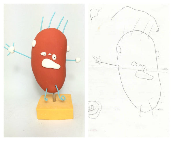 Kids drawing art to Toy Figurine display ornament keepsake