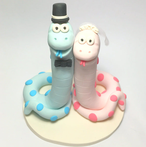 Snake Cake Topper Polymer Clay Keepsake Snakes Bride and Groom Fun Cute Animal