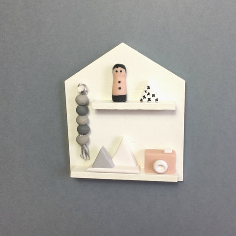 Miniature House Tassle Wall Shelf