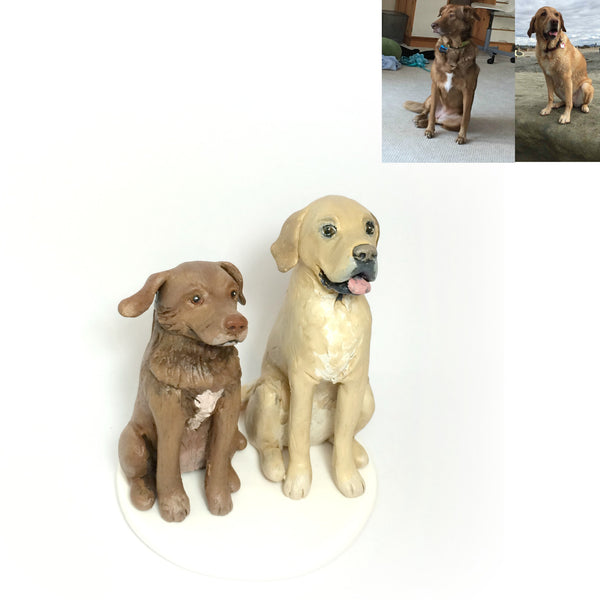 Wedding Cake Topper Custom Realistic Handmade Polymer Clay keepsake with Pets Dogs Horse Bride and Groom Portrait Personalised personalized dog pets