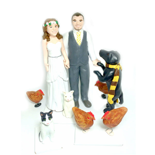 realistic custom birthday cake topper polymer clay handmade figurine keepsake wedding with pets dogs cats chickens
