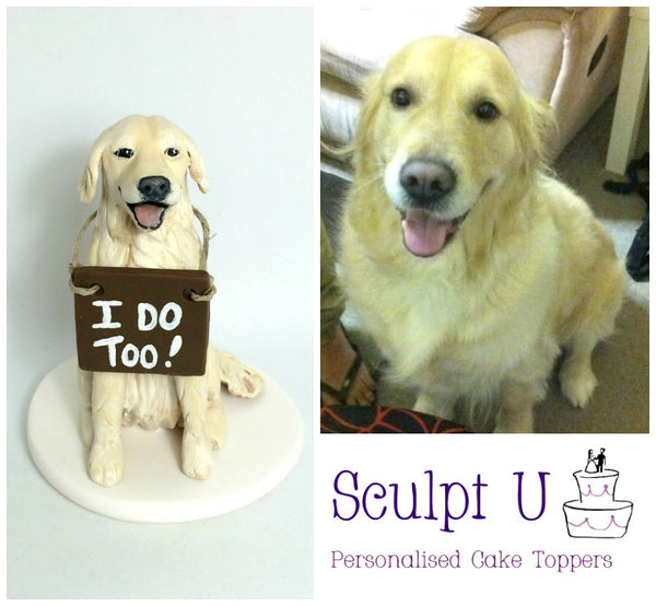 Custom Realistic We Do I do Pet Dog Cake Topper Portrait Wedding Keepsake Polymer Clay