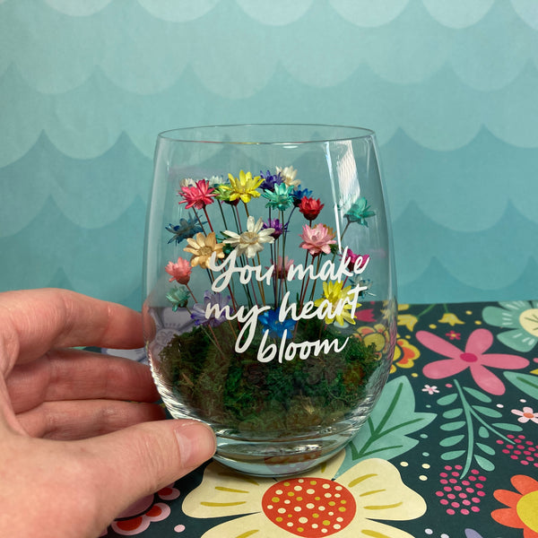 Glass with words