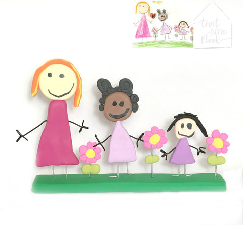 Kids drawing art to Toy Figurine display ornament keepsake Mothers Day Gift