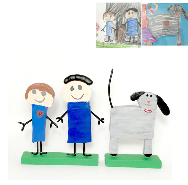 Kids drawing art to Toy Figurine display ornament keepsake fathers day gift idea