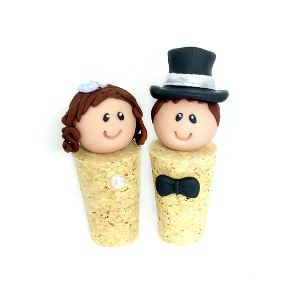 Cork Bride and Groom Cake Topper