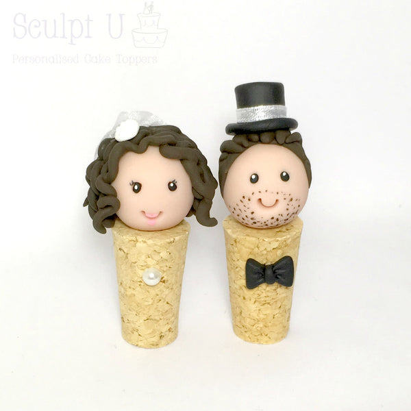 Custom Cork Wedding Cake Topper Bride and Groom Personalised Quirky Winery That Little Nook SculptU Australia