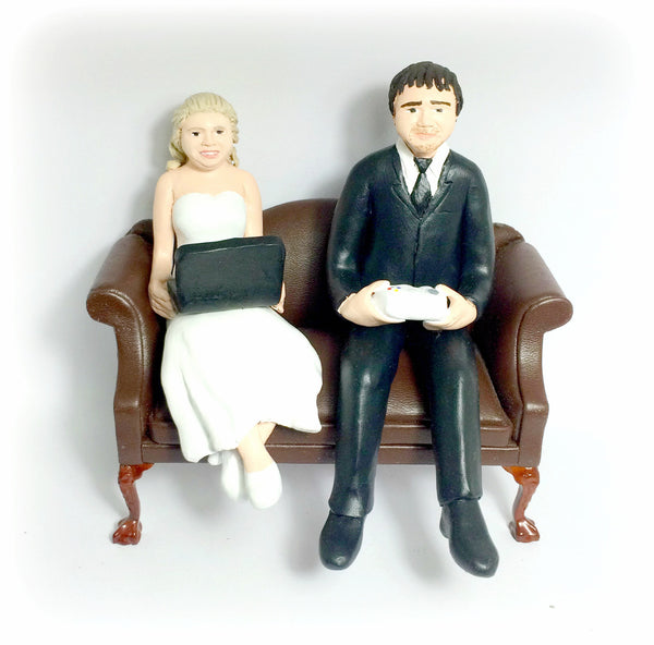 Hobbies Custom Wedding Cake Topper Couch Gamer Movies Funny Humourous Unique