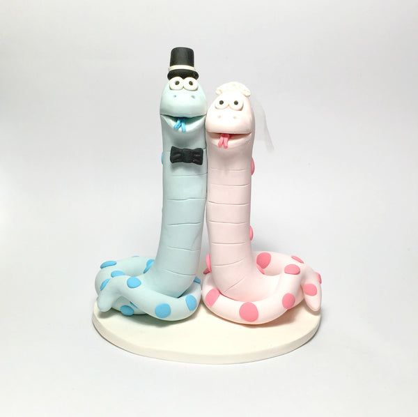 Snake Cake Topper Polymer Clay Keepsake Snakes Bride and Groom Fun Cute Animal
